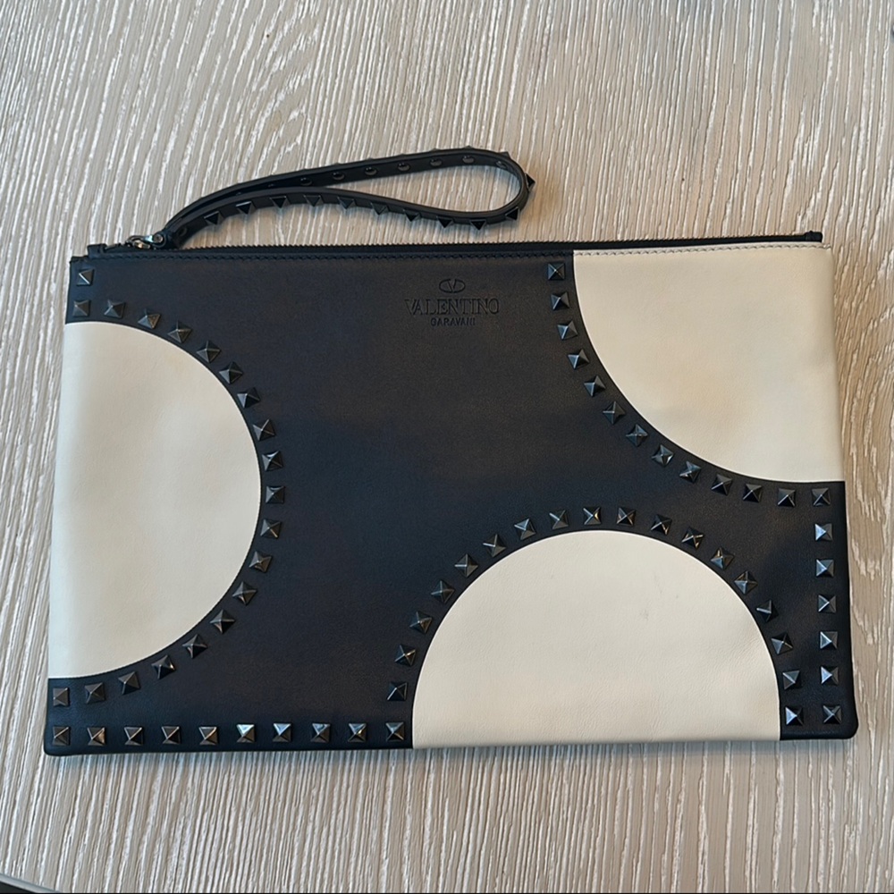 Valentino Black and White Geometric Clutch